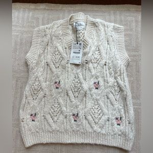 Zara Cream Sweater Knitted Vest youth Size 13 - 14 new with tags